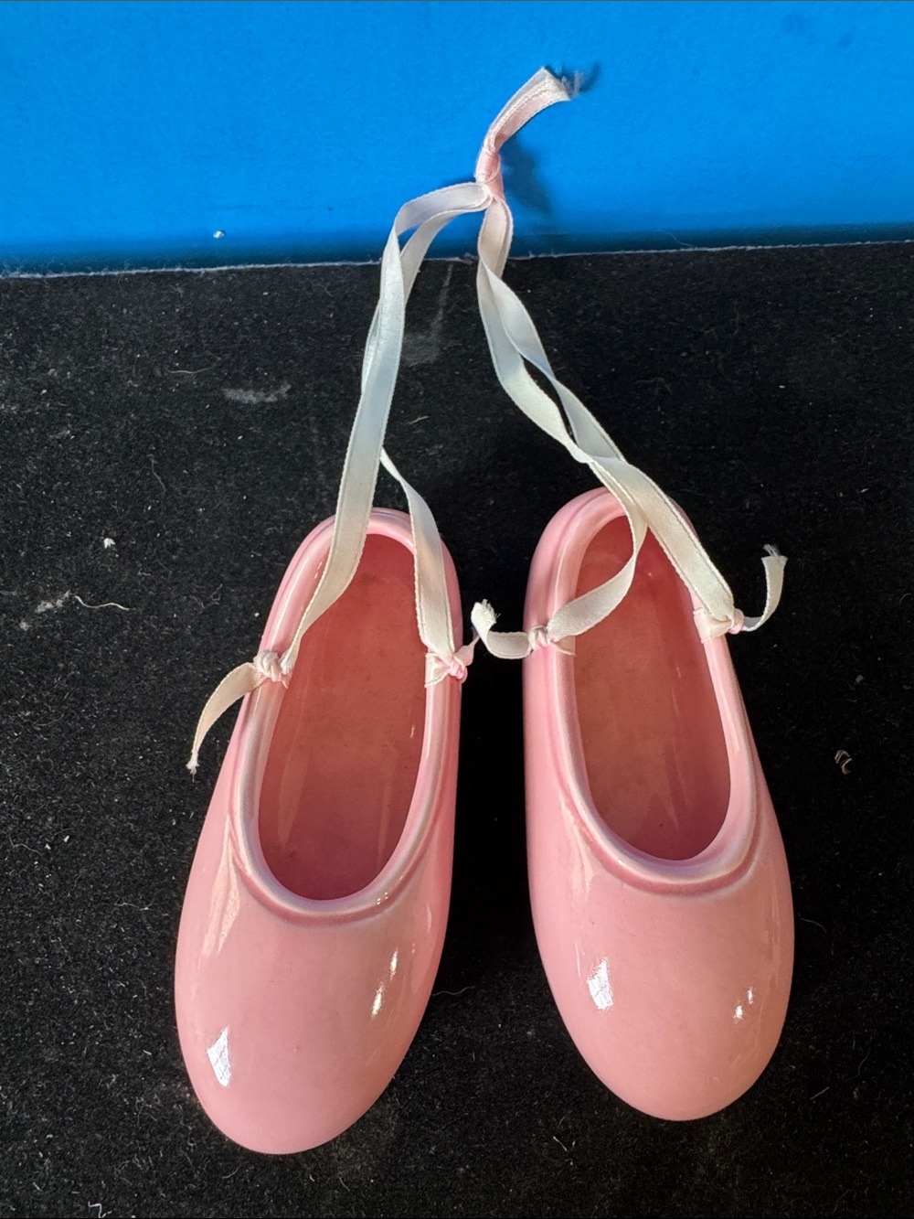 Vintage ceramic pink ballet slippers produced in Japan